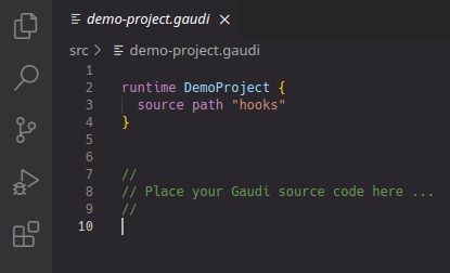 Gaudi IDE extension screenshot